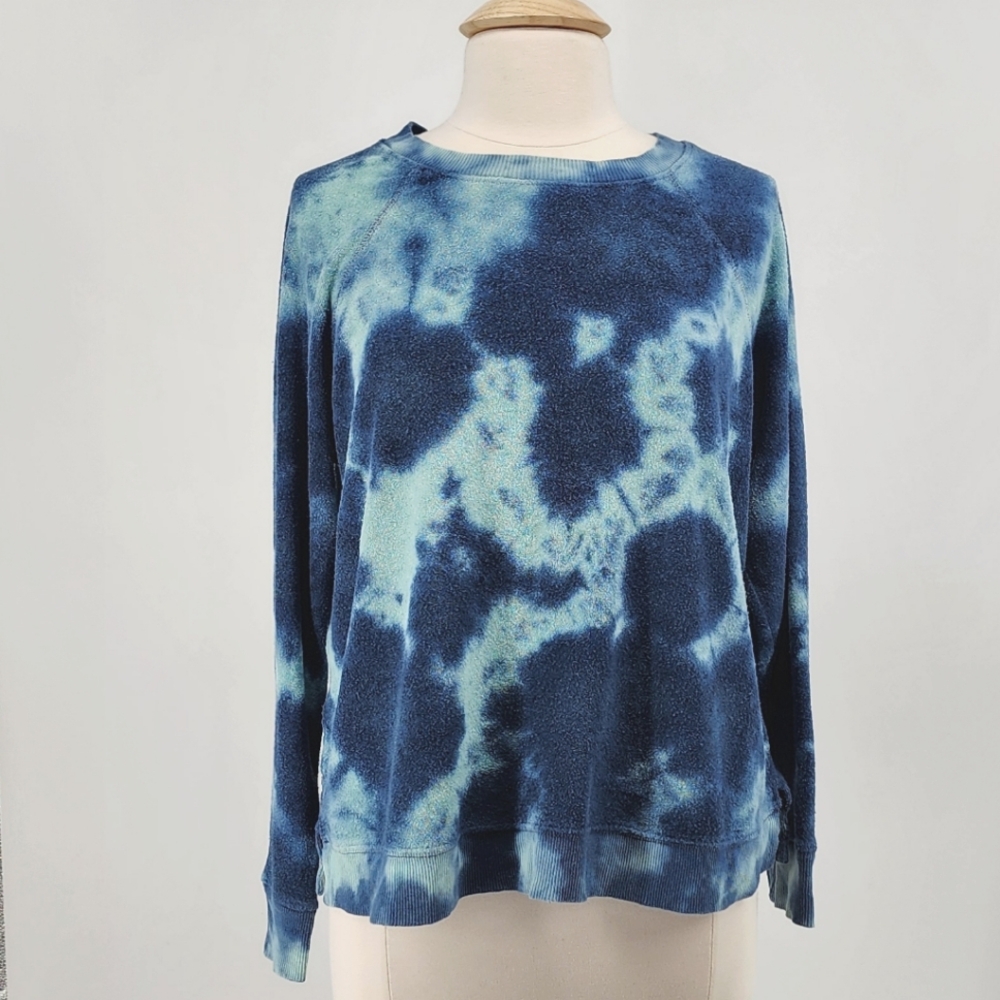 American Eagle Soft & Sexy Terry Pullover Sweatshirt Tie-dye Crew Neck Blue XL - Picture 1 of 10